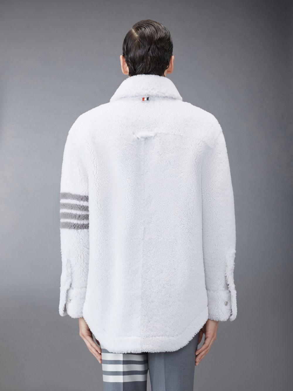 Thom Browne Shearling 4-Bar Oversized Shirt Uomo Giacche Bianche | NTY13E14366