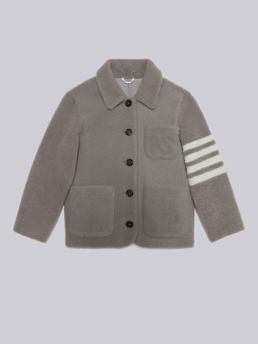 Thom Browne Shearling 4-Bar Patch Pocket Button Ragazzo Giacche Grigie | YDL21Q95869