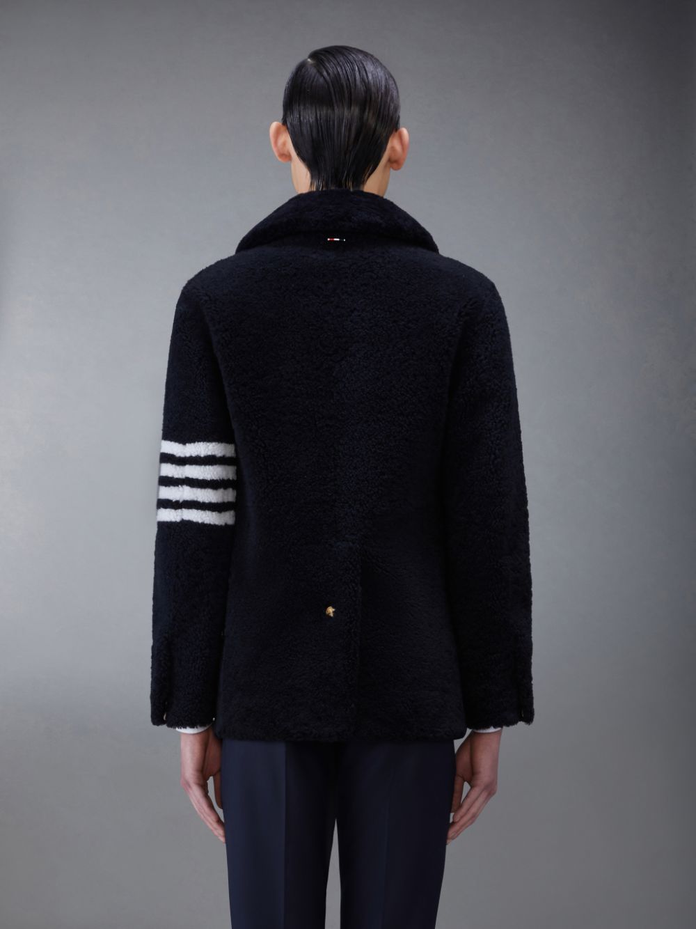 Thom Browne Shearling 4-Bar Peacoat Uomo Cappotti Blu | YIO02X43860