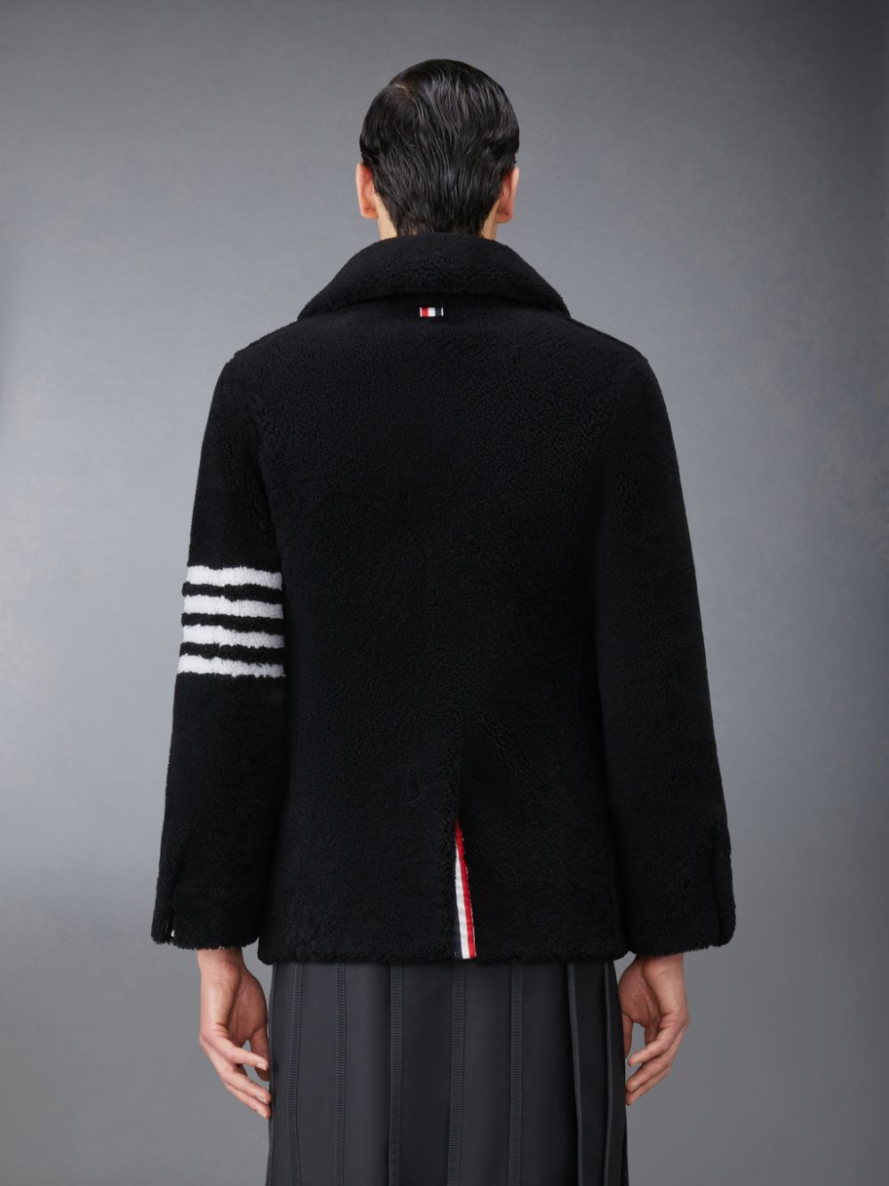 Thom Browne Shearling 4-Bar Peacoat Uomo Cappotti Nere | RZL72N24475