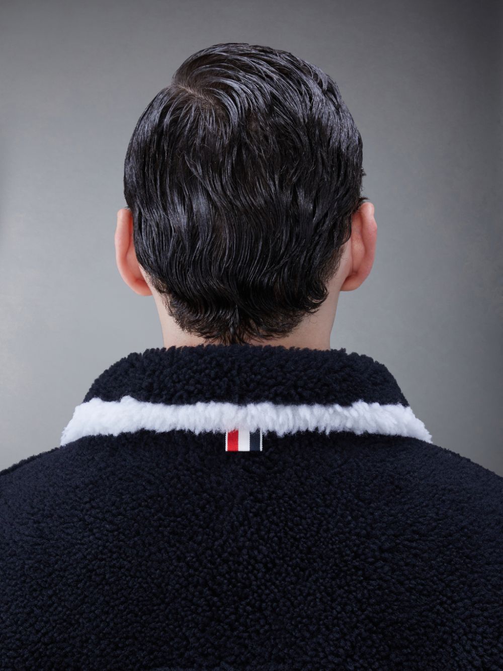 Thom Browne Shearling 4-Bar Sack Uomo Giacche Blu | VJS43Z08939