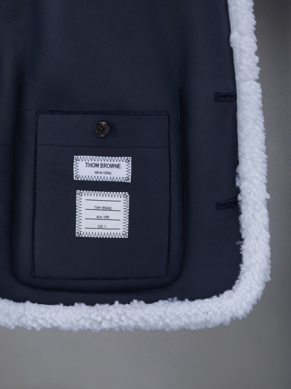 Thom Browne Shearling 4-Bar Sack Uomo Giacche Blu | VJS43Z08939