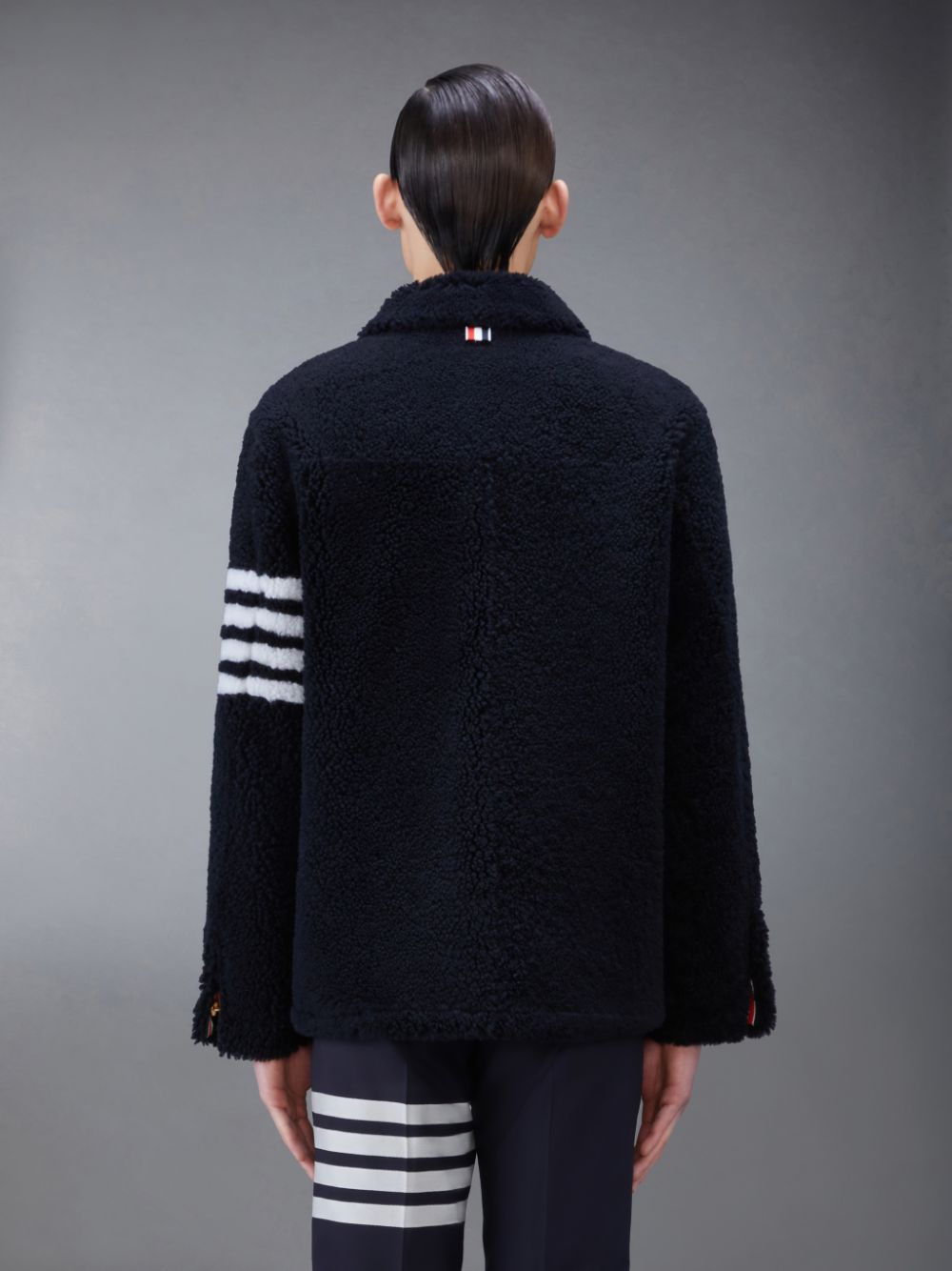 Thom Browne Shearling 4-Bar Sack Uomo Giacche Blu | CAT19W02626