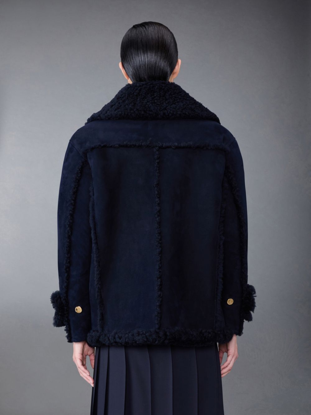 Thom Browne Shearling Pea Donna Cappotti Blu | DCN42S42466