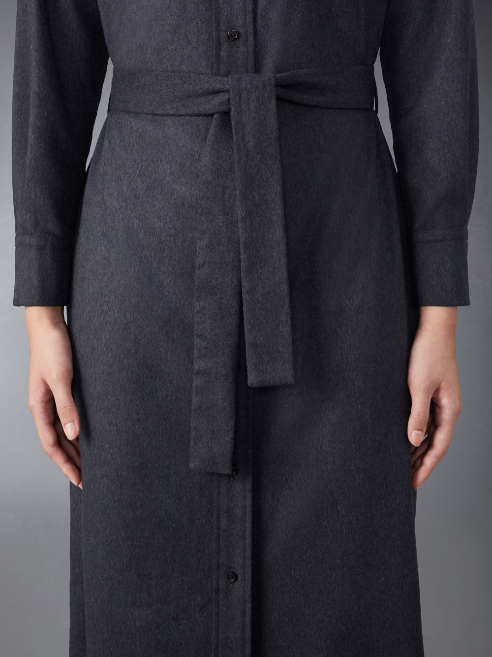 Thom Browne Silk Cashmere Maxi Shirt Donna Vestito Grigie | VNR66K32102