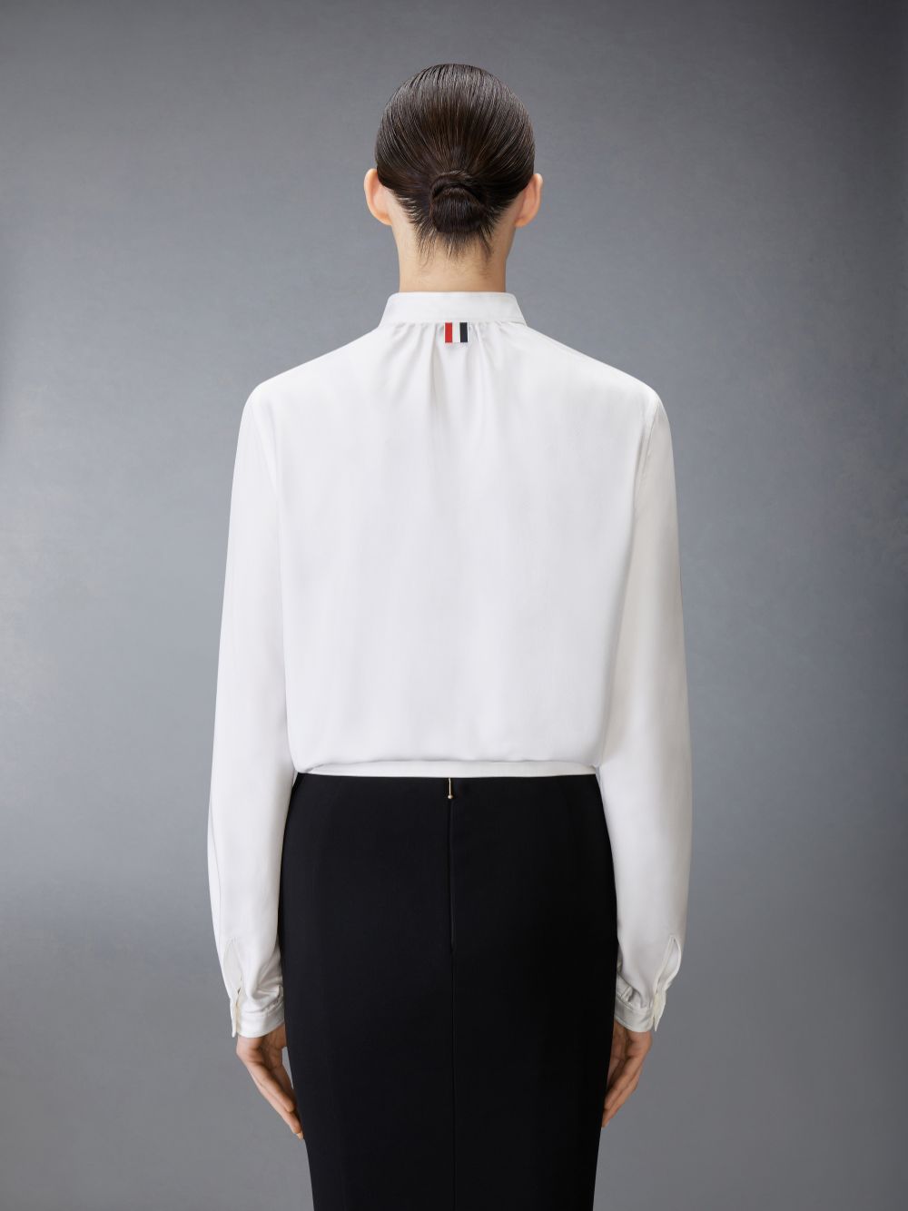 Thom Browne Silk Faille Button Placket Gathered Donna Camicie Bianche | HYG97Q38892