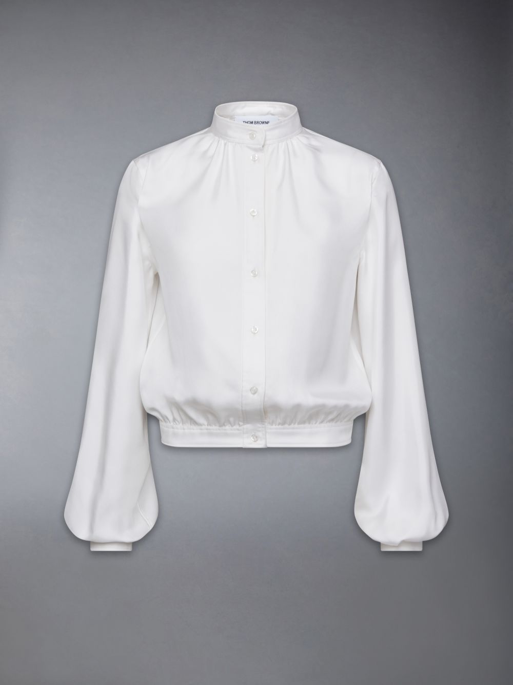 Thom Browne Silk Faille Button Placket Gathered Donna Camicie Bianche | HYG97Q38892