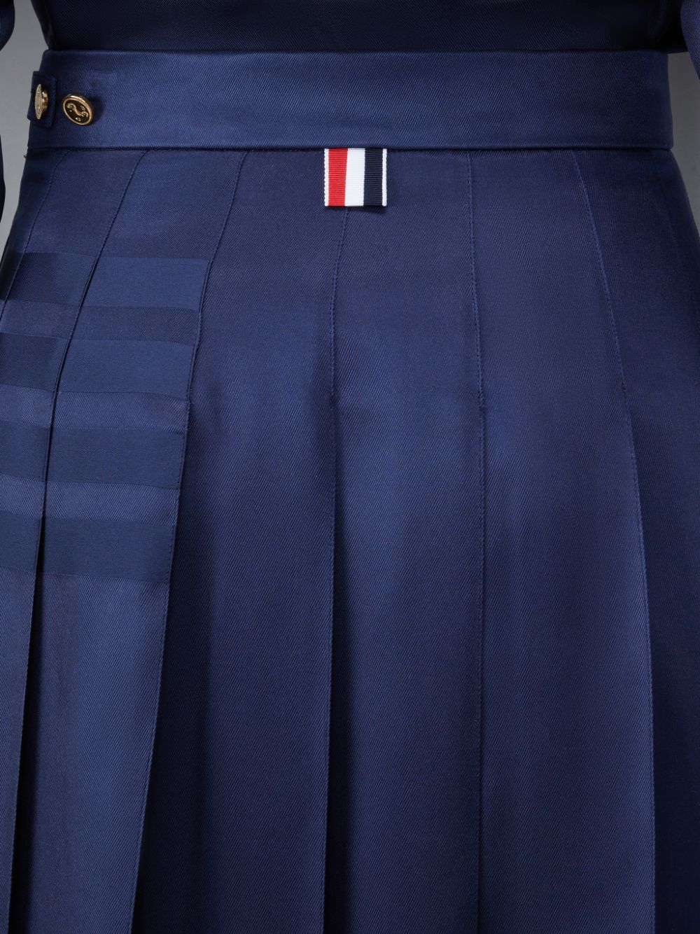 Thom Browne Silk Twill 4-Bar Midi Pleated Donna Gonne Blu | TVV69O35164