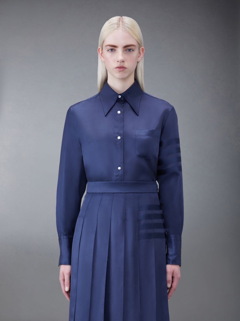 Thom Browne Silk Twill 4-Bar Oversized Donna Camicie Blu | CLG59Y11530