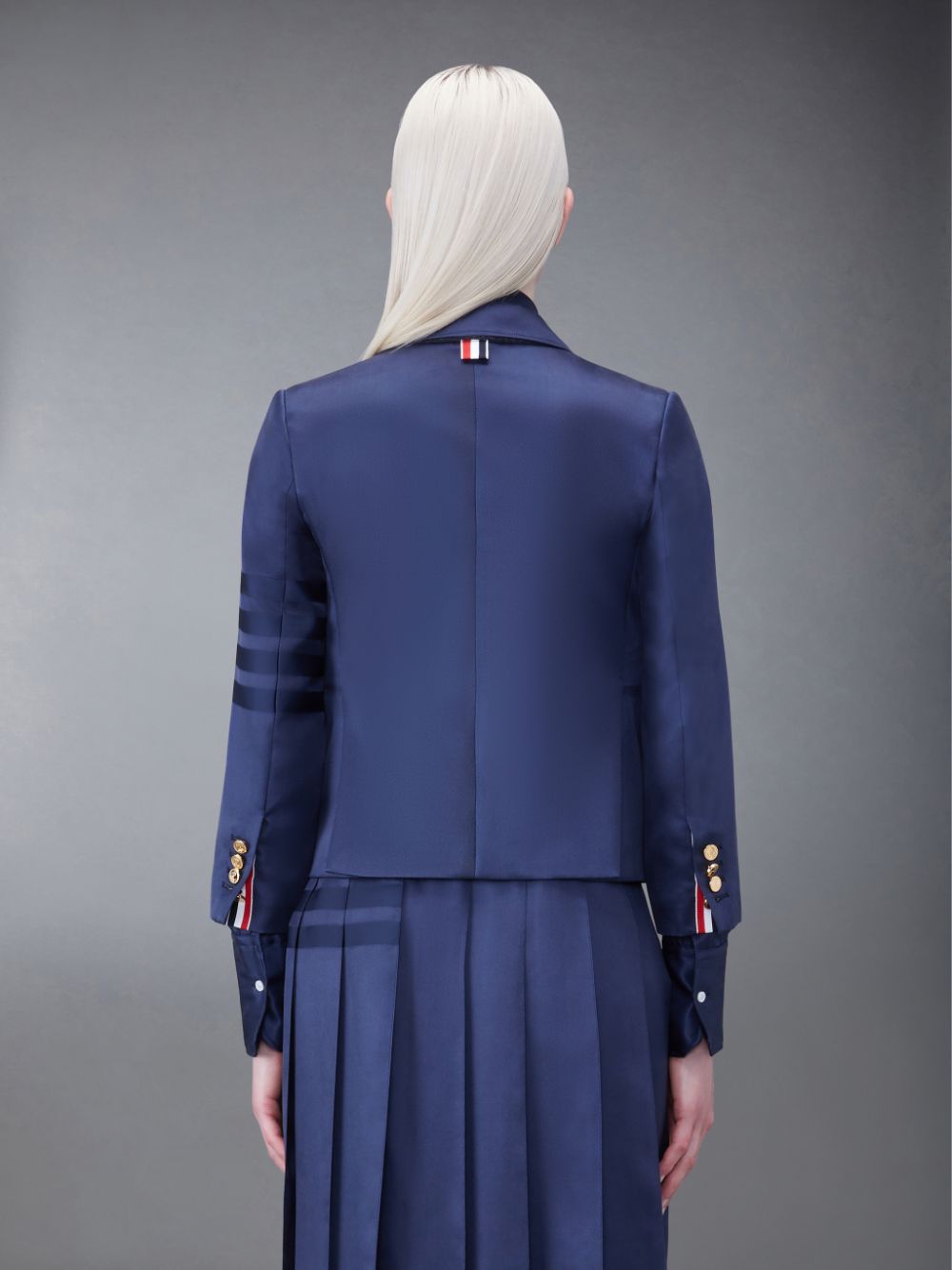 Thom Browne Silk Twill 4-Bar Sport Donna Cappotti Blu | EOG09D71307