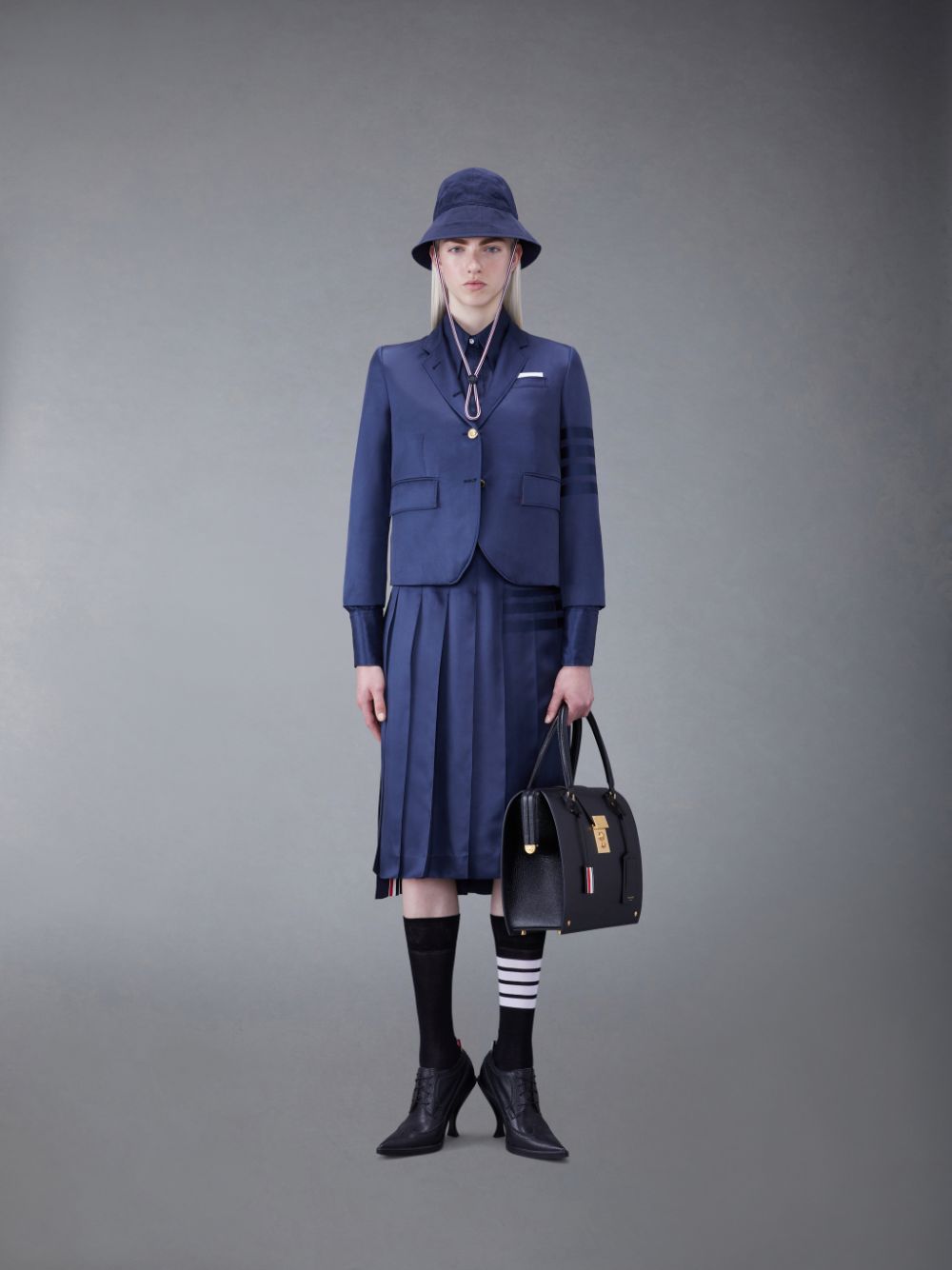 Thom Browne Silk Twill 4-Bar Sport Donna Cappotti Blu | EOG09D71307