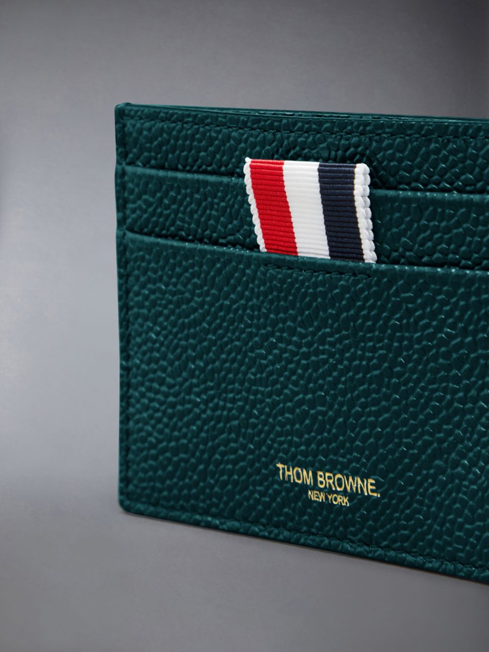 Thom Browne Single W/ Note Compartment in Pebble Grain Leather Donna Custodia Per Carte Verdi | ABU27U84215