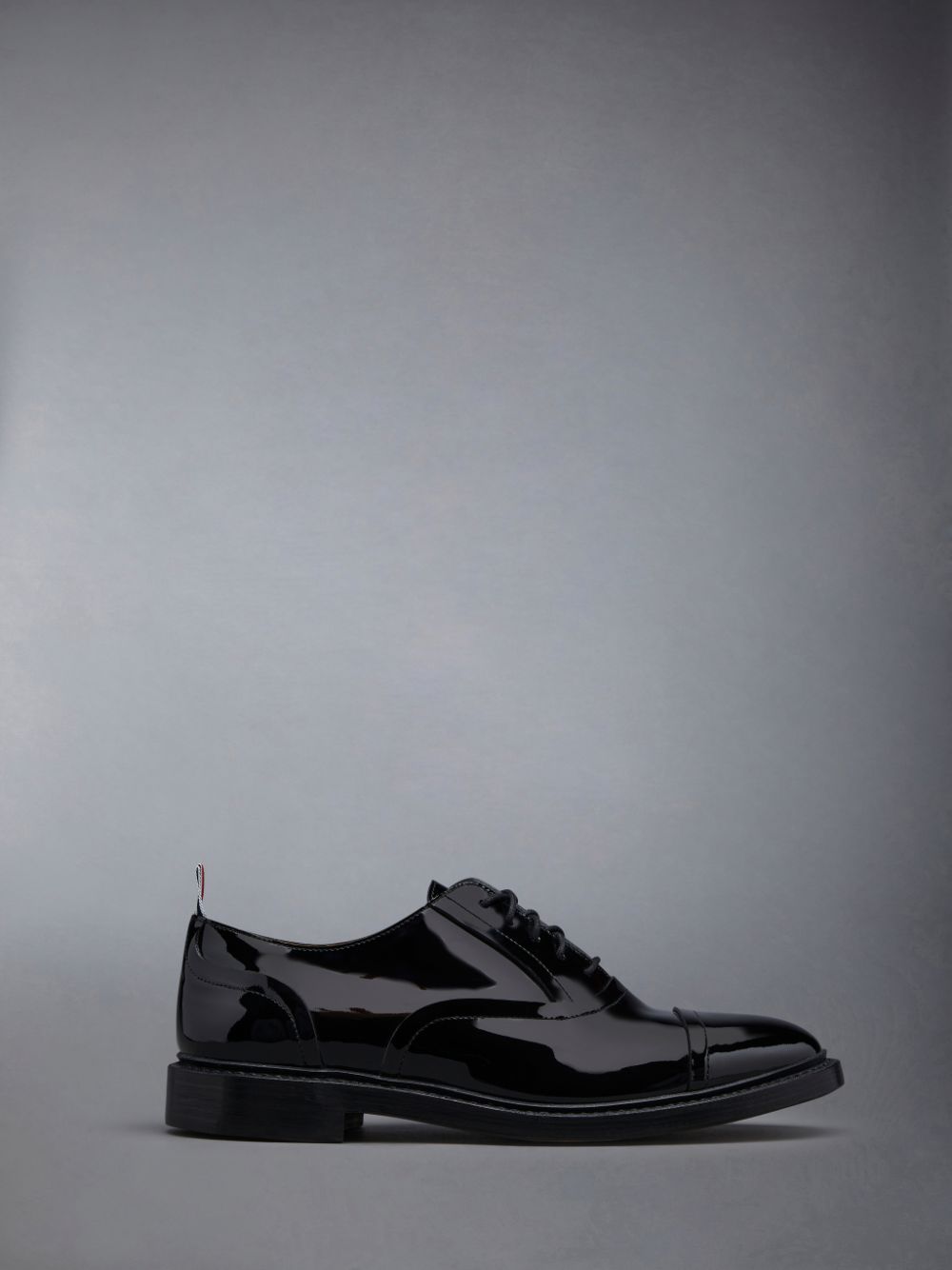 Thom Browne Soft Patent Raw Edge Goodyear Sole Cap Toe Uomo Scarpe Oxford Nere | CHT44I59177