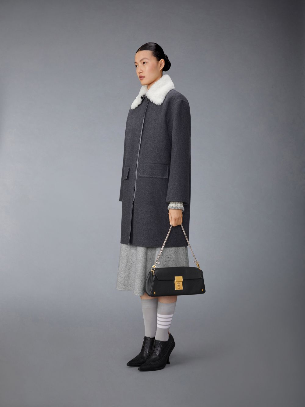 Thom Browne Soft Pebble Grain Mrs.uette Donna Pochette Nere | KNB24N00880