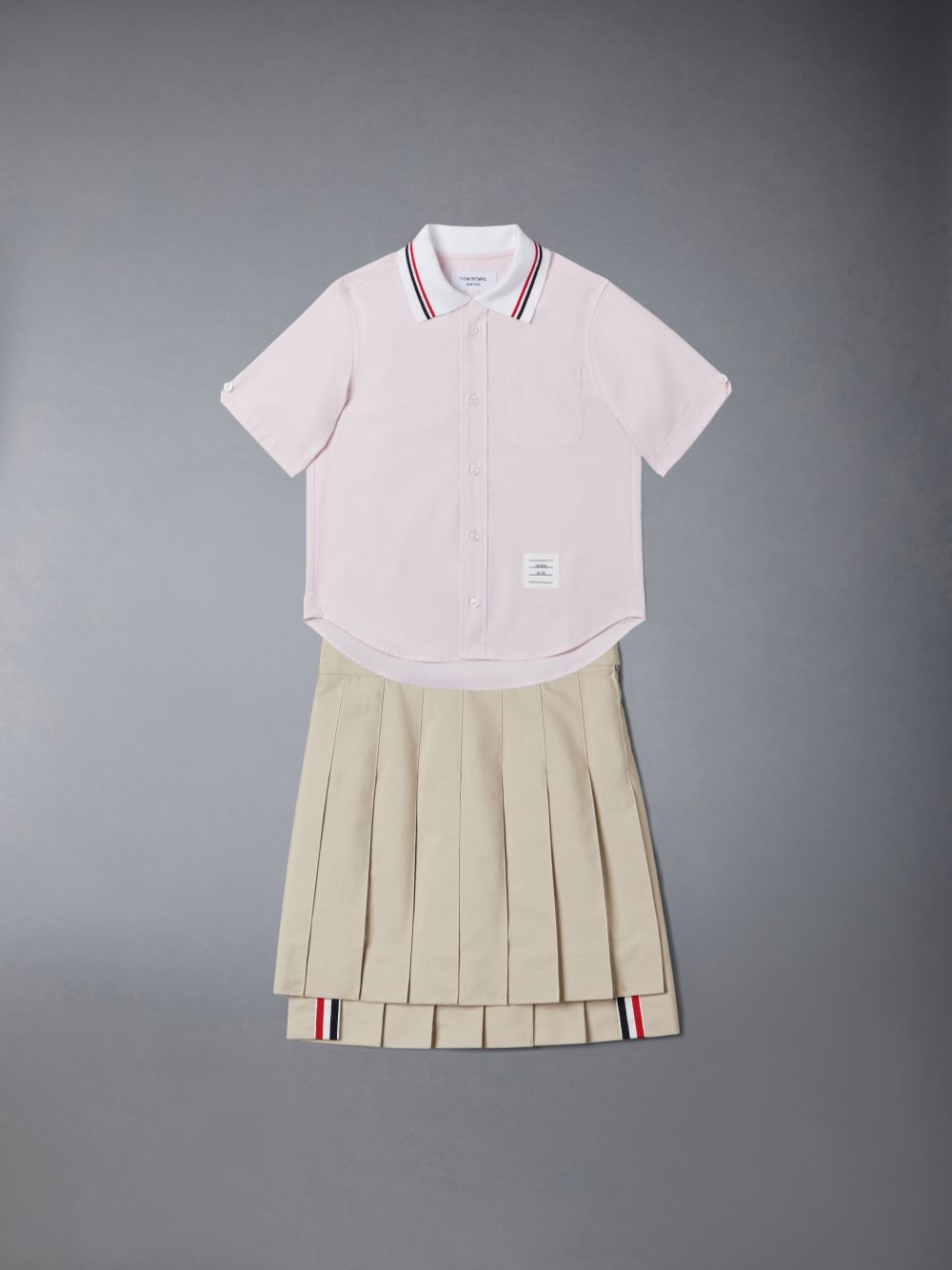 Thom Browne Solid Poplin Polo Ragazzo Camicie Rosa | SNH34A01485