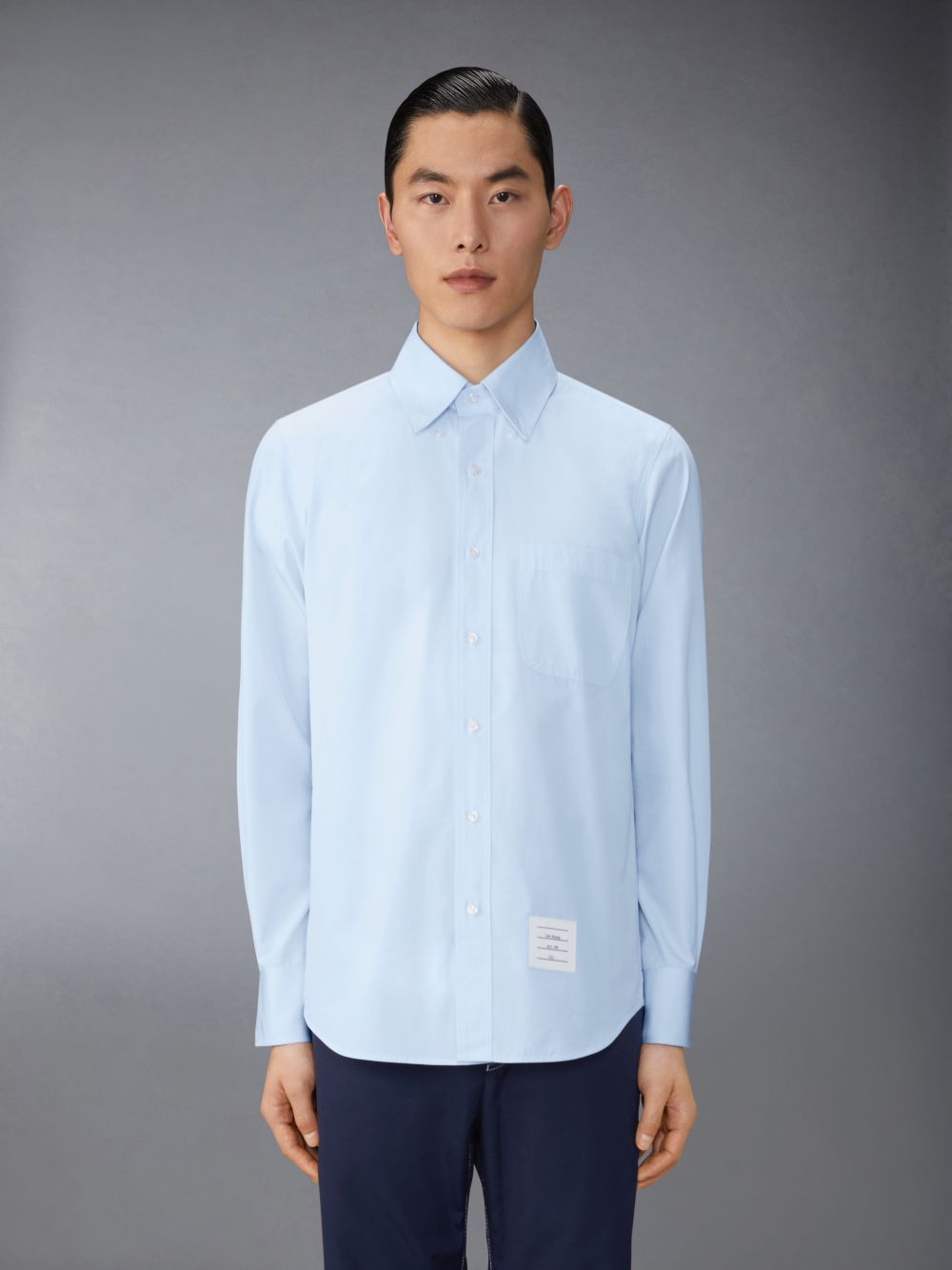 Thom Browne Solid Poplin Twin Needle Contrast Topstitching Uomo Camicie Blu | IVG73N85460