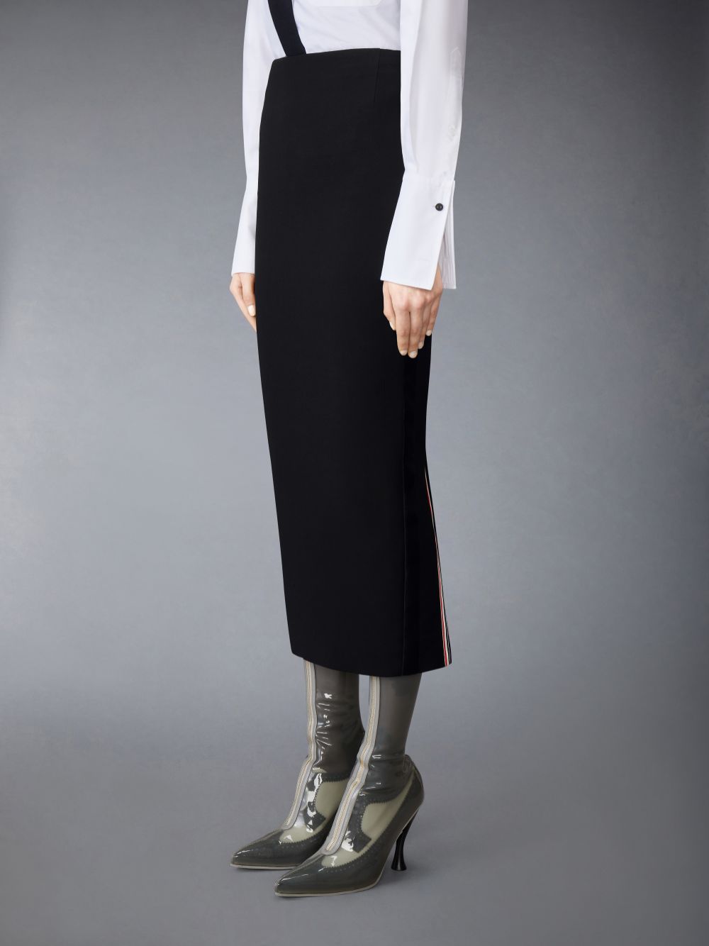 Thom Browne Solid Wool Crepe Low Rise Maxi Hobble Donna Gonne Nere | AWT27T22293