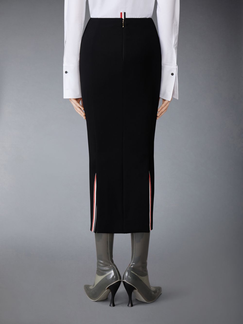 Thom Browne Solid Wool Crepe Low Rise Maxi Hobble Donna Gonne Nere | AWT27T22293