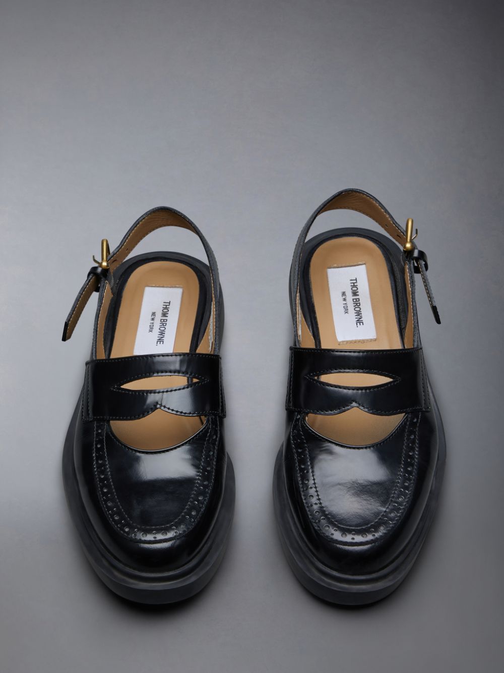 Thom Browne Spazzolato Slingback Penny Donna Mocassini Nere | KTT40D02646