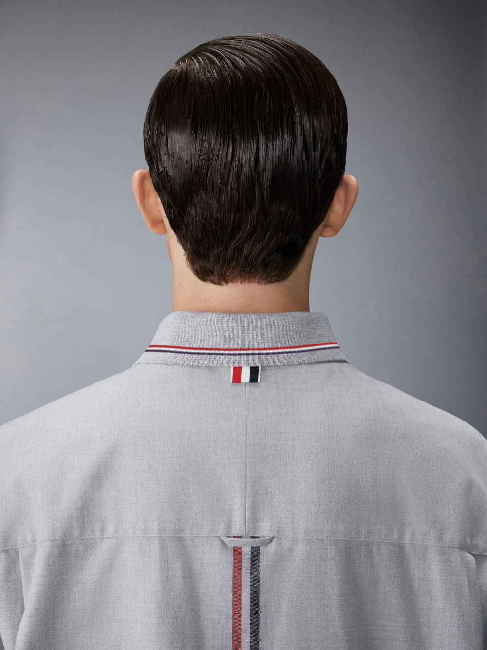 Thom Browne Stripe Cotton Flannel Oversized Uomo Camicie Grigie | DMJ82B54048