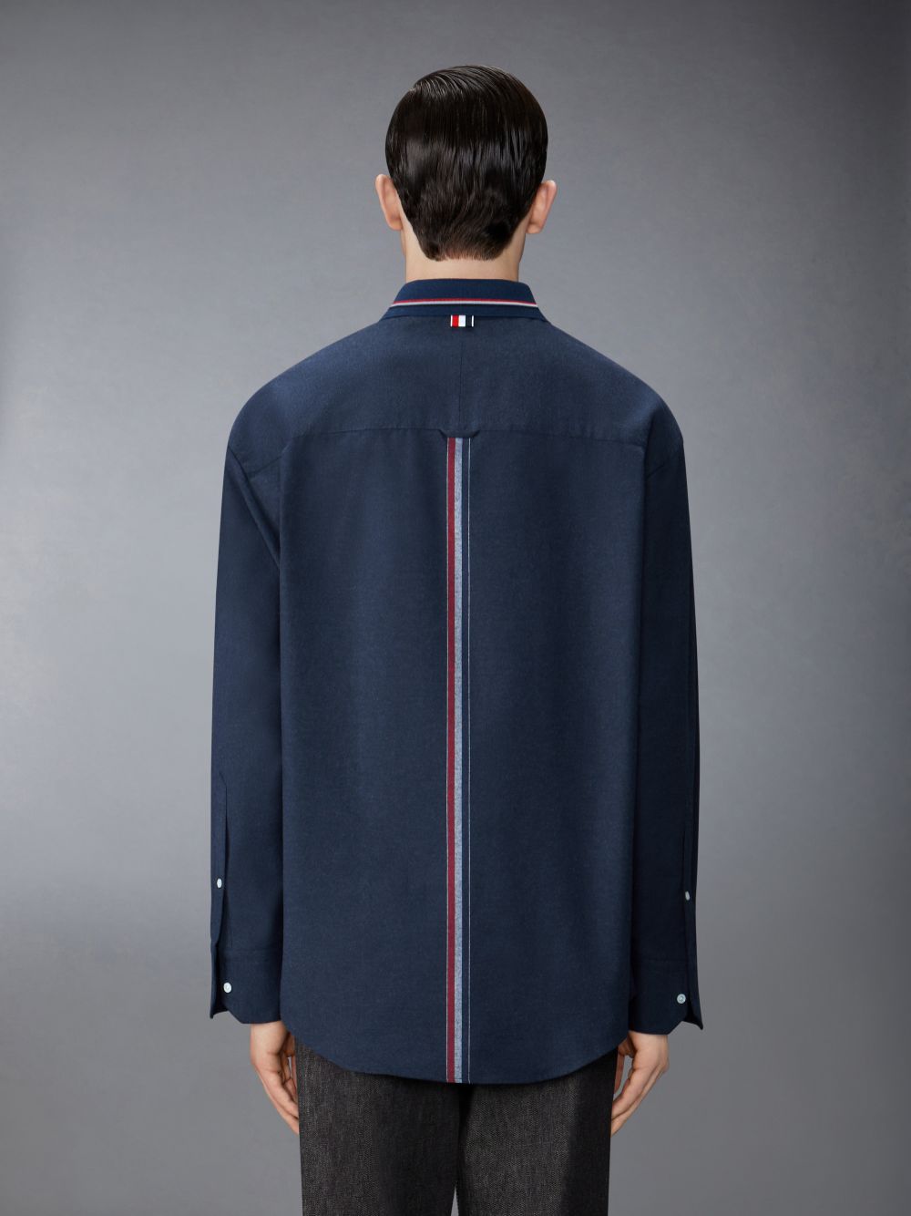 Thom Browne Stripe Cotton Flannel Oversized Uomo Camicie Blu | ZQW54O73934