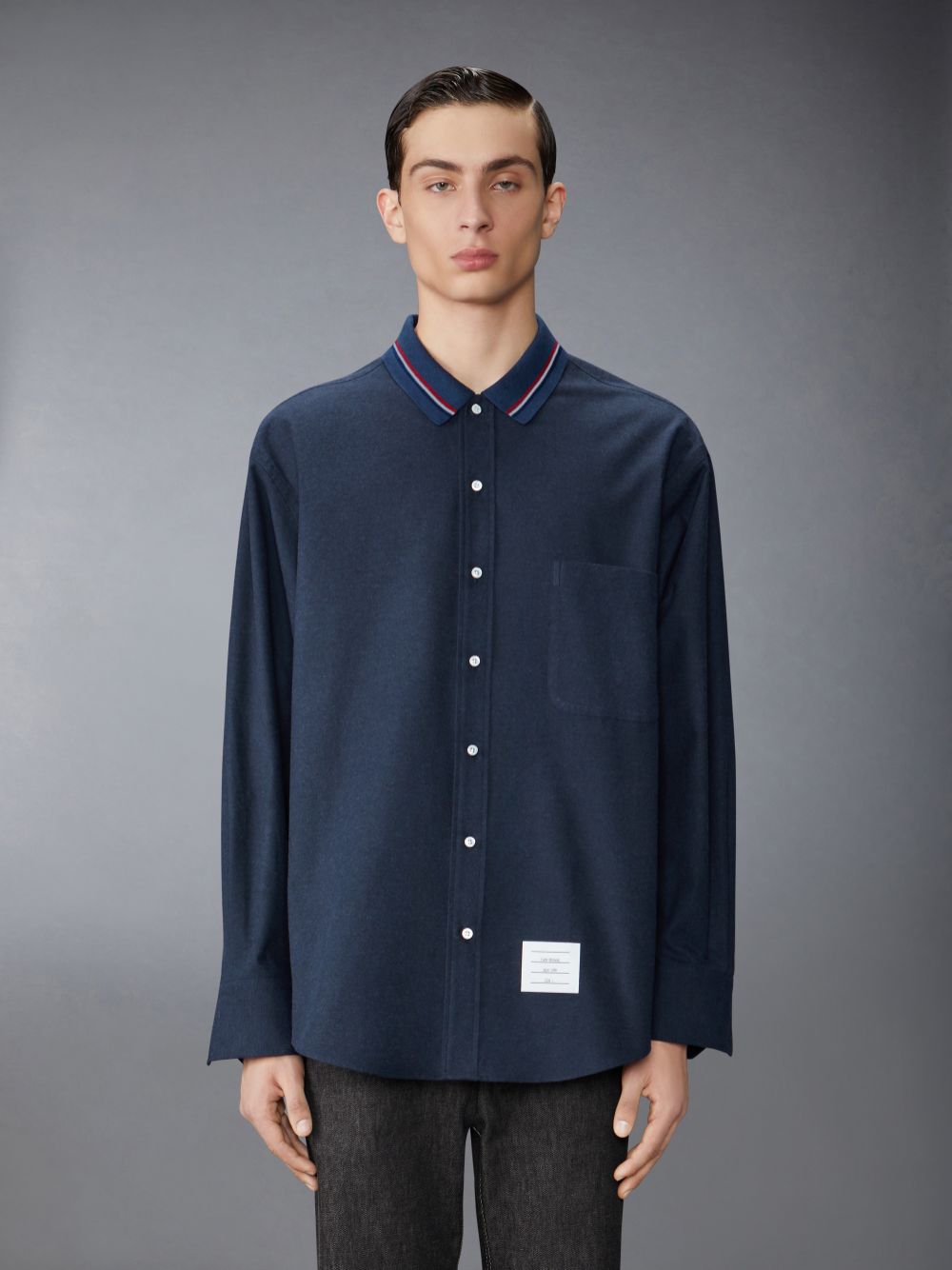 Thom Browne Stripe Cotton Flannel Oversized Uomo Camicie Blu | ZQW54O73934