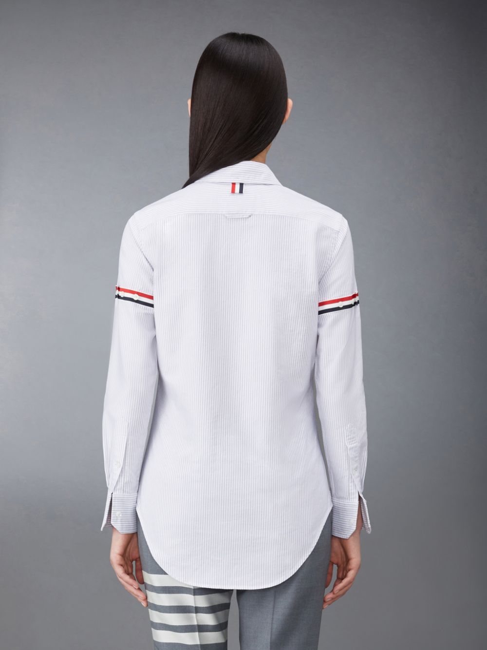 Thom Browne Stripe Oxford Armband Classic Round Collar Donna Camicie Grigie | NJU43H73872