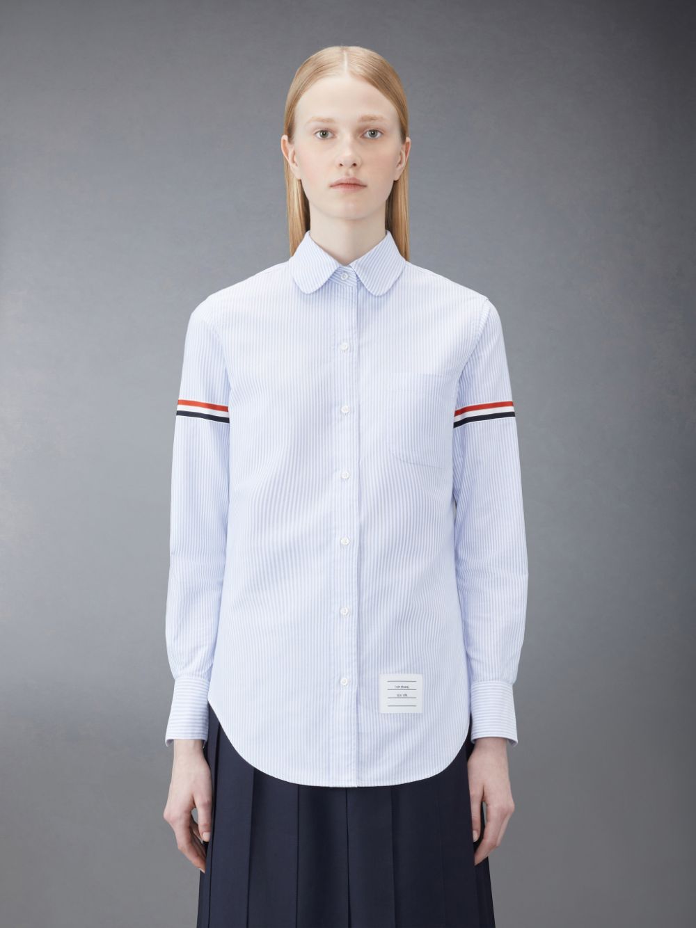 Thom Browne Stripe Oxford Armband Classic Round Collar Donna Camicie Blu | QZP47O82066