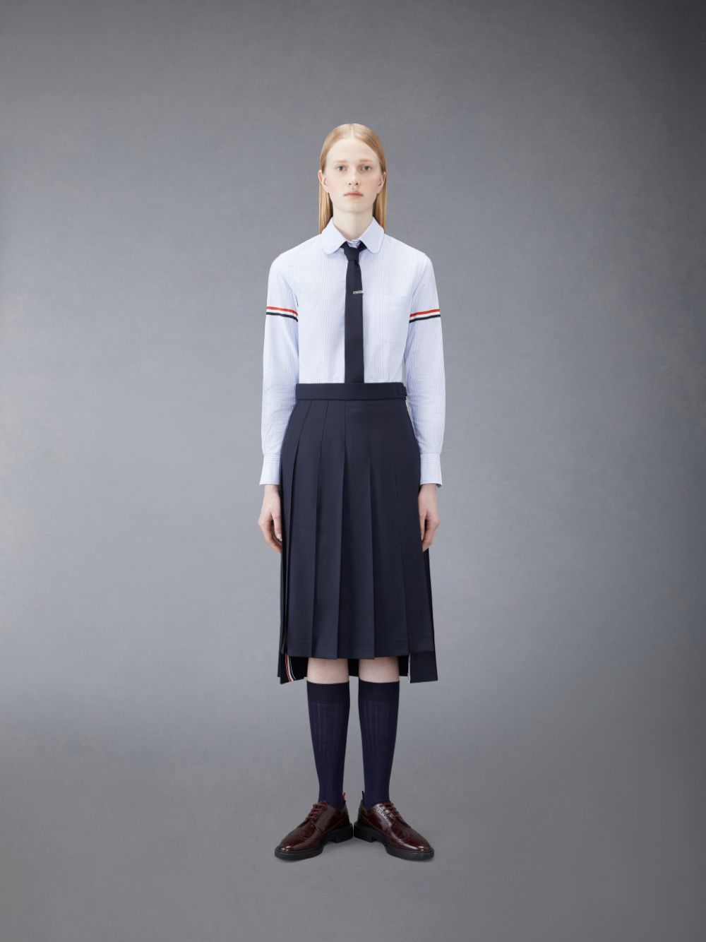 Thom Browne Stripe Oxford Armband Classic Round Collar Donna Camicie Blu | QZP47O82066