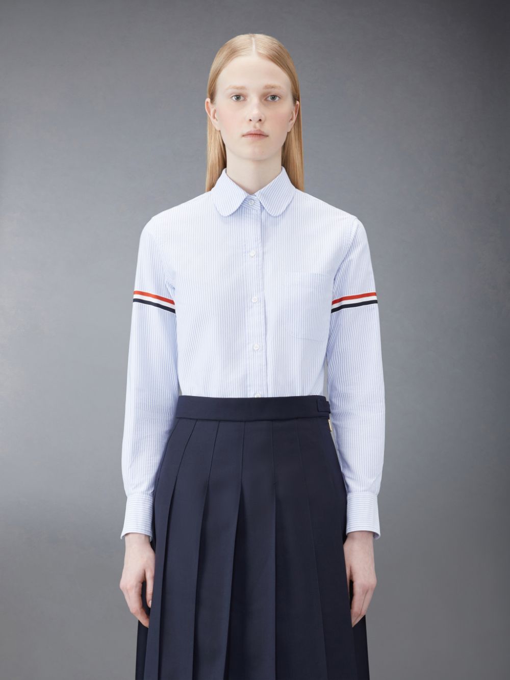 Thom Browne Stripe Oxford Armband Classic Round Collar Donna Camicie Blu | QZP47O82066