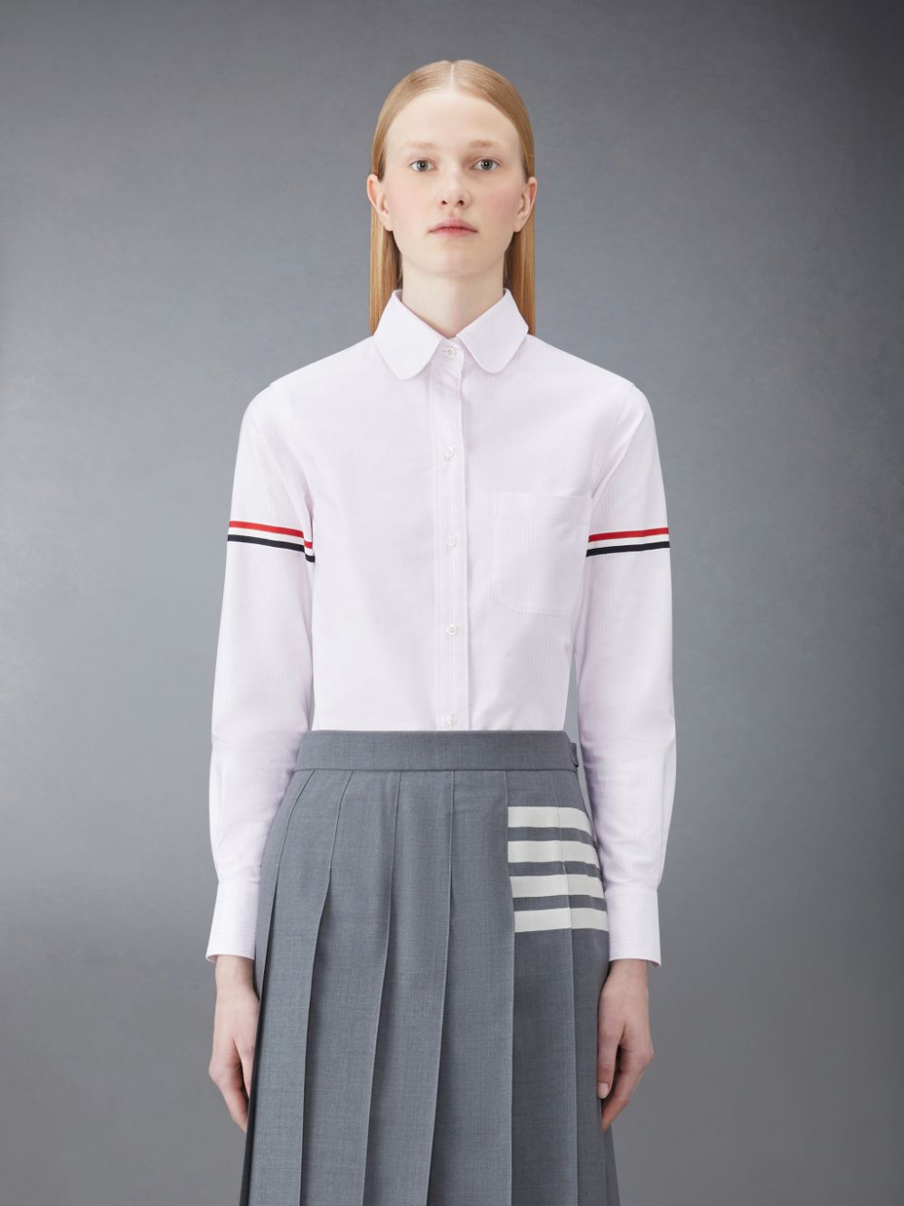 Thom Browne Stripe Oxford Armband Classic Round Collar Donna Camicie Rosa | LZG99W16864