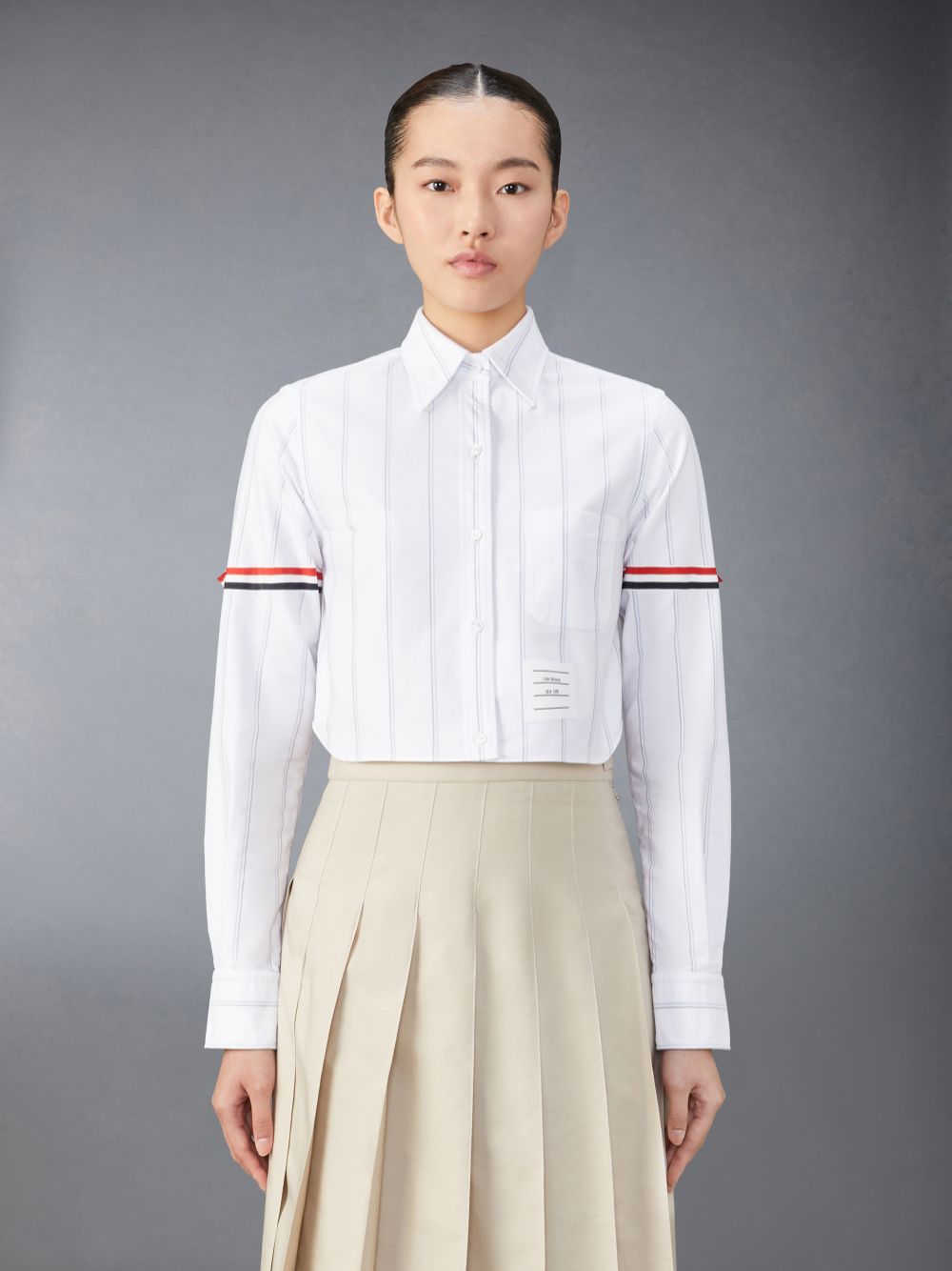 Thom Browne Stripe Oxford Armband Cropped Donna Camicie Bianche | FQC69X19367