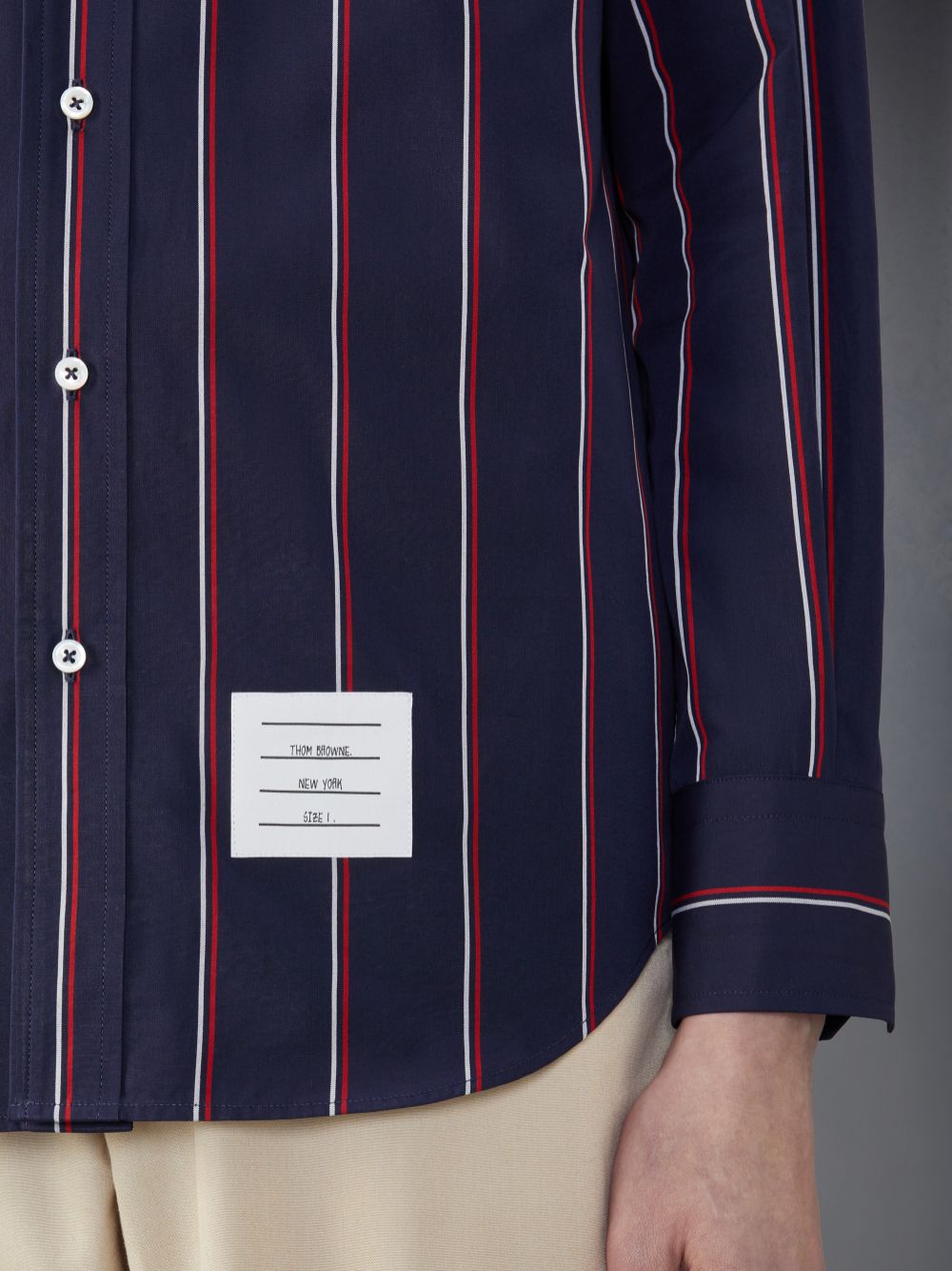 Thom Browne Stripe Poplin Armband Uomo Camicie Blu | QYJ36I45337