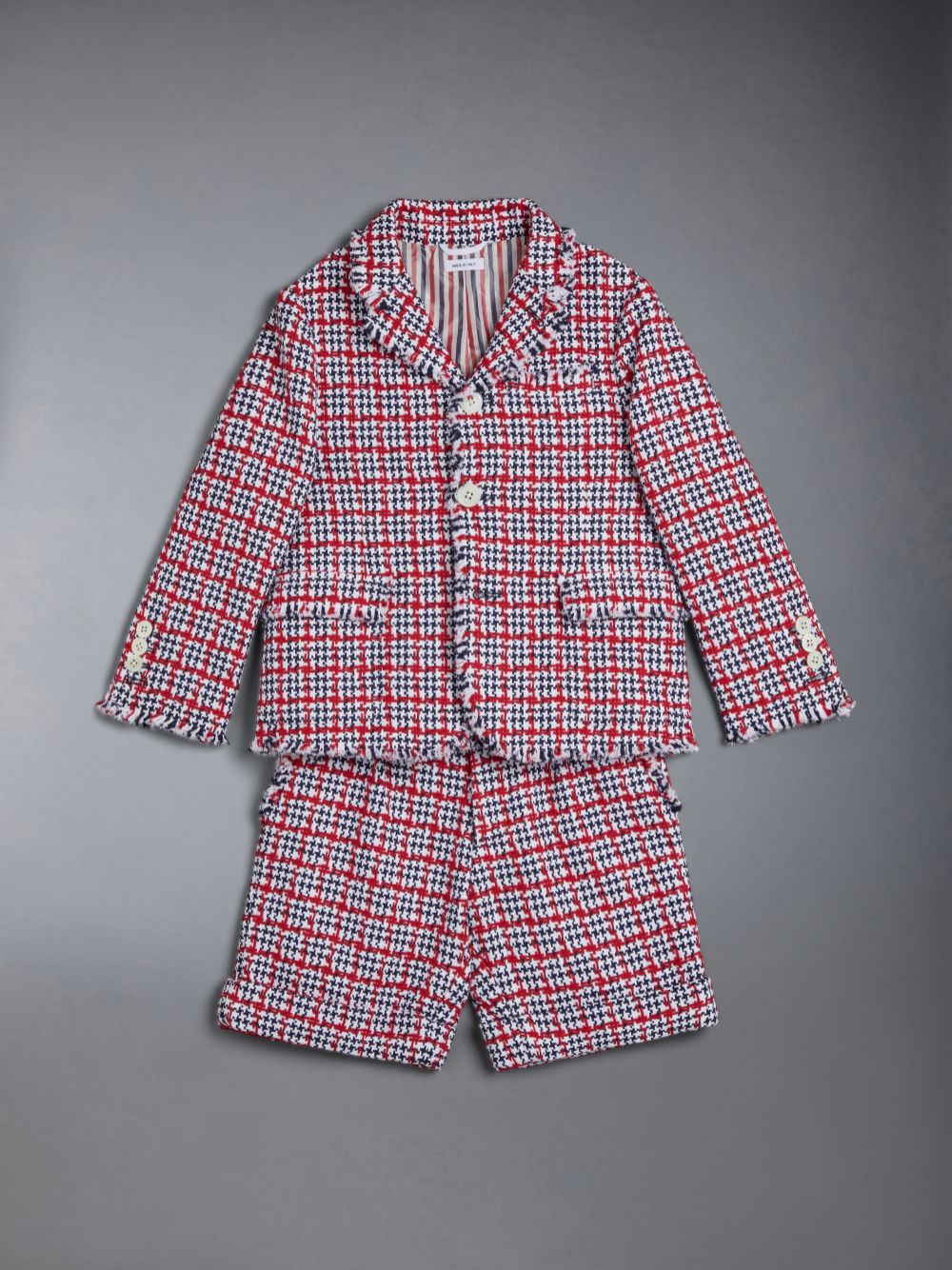 Thom Browne Summer Tweed Fray Sport Ragazzo Giacche Bianche | XAM84Y89967