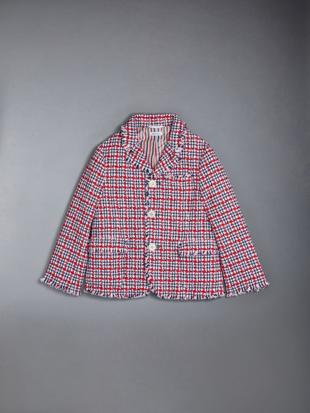 Thom Browne Summer Tweed Fray Sport Ragazzo Giacche Bianche | XAM84Y89967