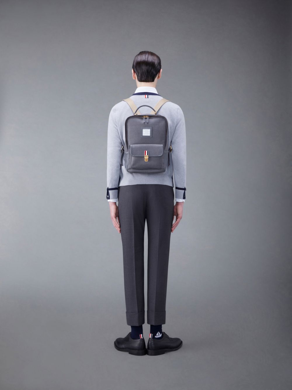 Thom Browne Super 120's Twill Front Pocket School Uomo Zaini Grigie | ERT94V95128