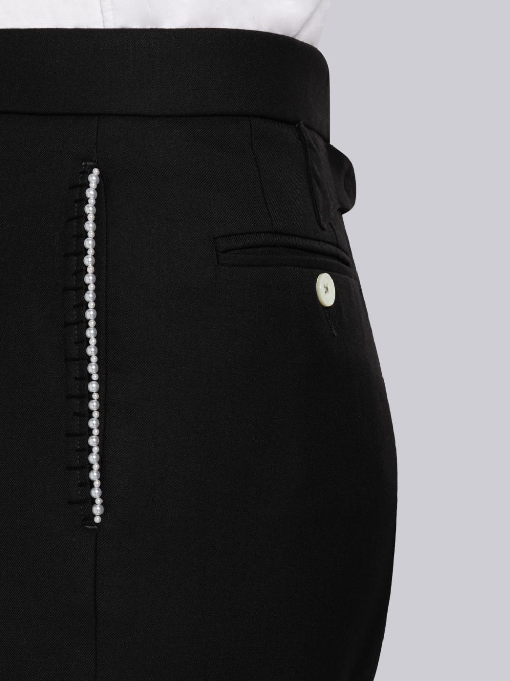 Thom Browne Super 120s Wool Twill Classic Backstrap With Pearls Donna Pantaloni Nere | KAJ99L52891