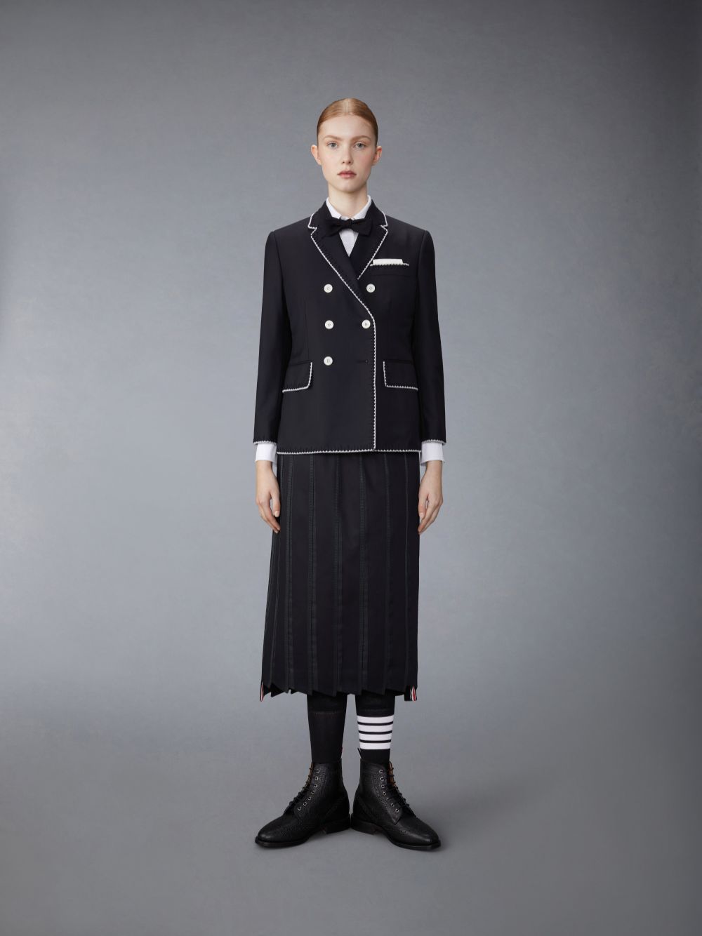 Thom Browne Super 120s Wool Twill Classic Sport With Pearls Donna Cappotti Nere | LSA45K73268