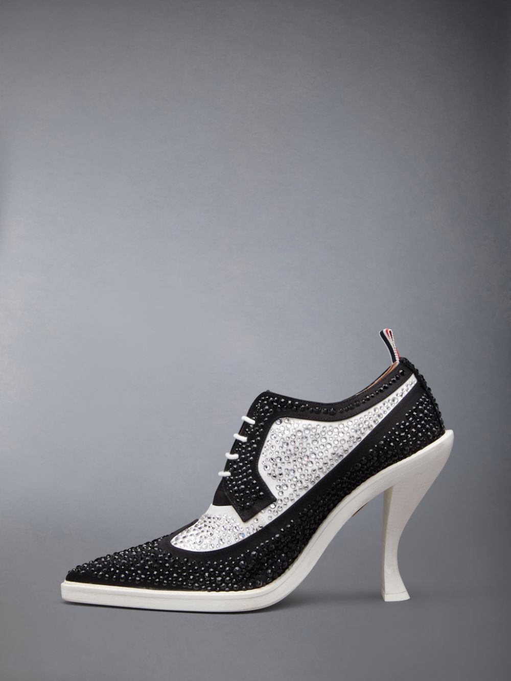 Thom Browne Swarovski Satin Heeled Longwing Donna Scarpe Brogue Nere | HDH59X27583