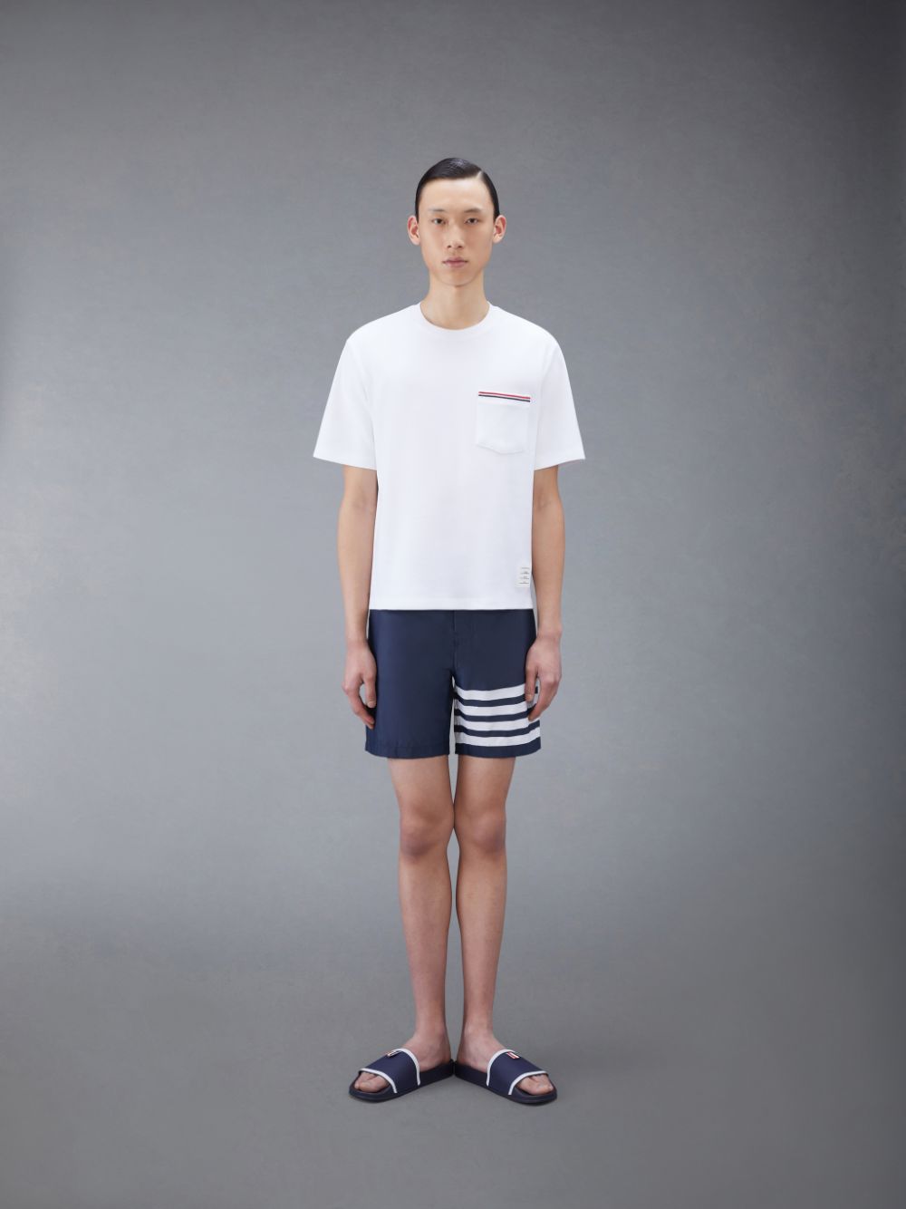 Thom Browne Swim Tech 4-Bar Uomo Boardshort Blu | RTC14V20337