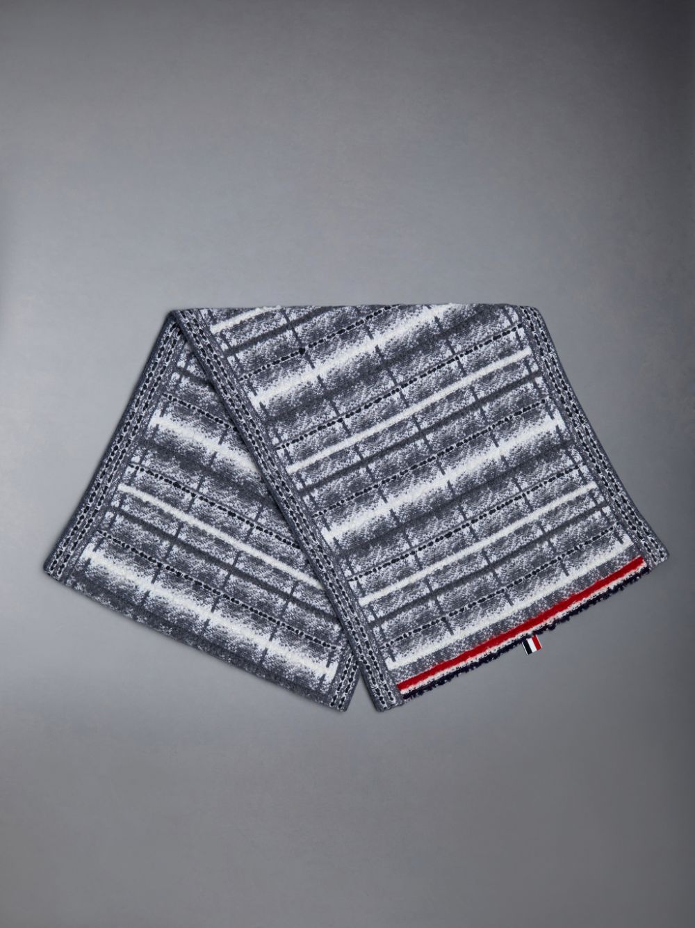 Thom Browne Tartan Merino and Mohair Stripe Donna Sciarpa Grigie | XPE08A28428