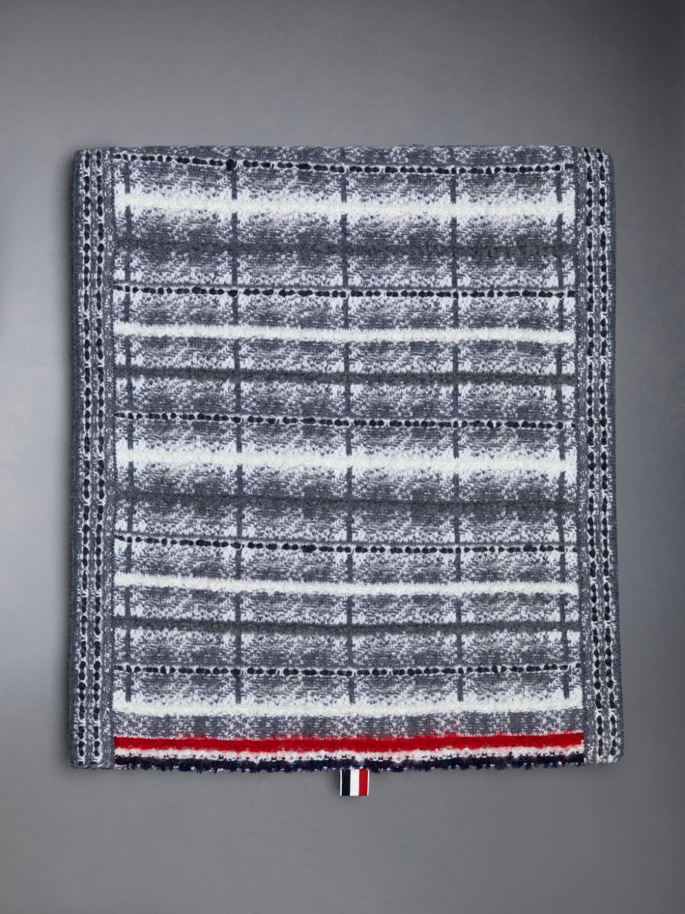 Thom Browne Tartan Merino and Mohair Stripe Donna Sciarpa Grigie | XPE08A28428