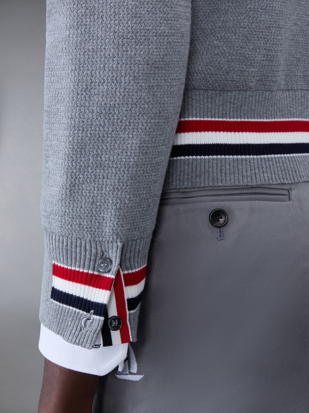 Thom Browne Textured Cotton Stripe Crew Neck Uomo Pullover Grigie | WGC40D71450