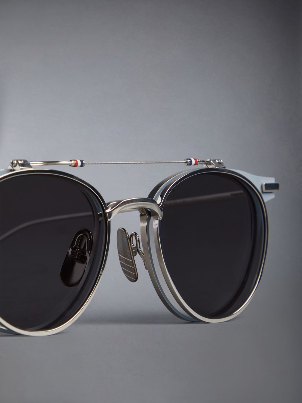 Thom Browne Titanium Round Clip On Uomo Occhiali da Sole Grigie | ADE36X57705