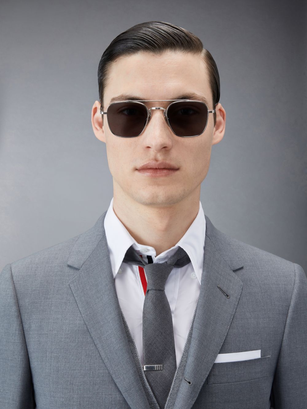 Thom Browne Titanium Squared Aviator Uomo Occhiali da Sole Grigie | EXZ10G96379