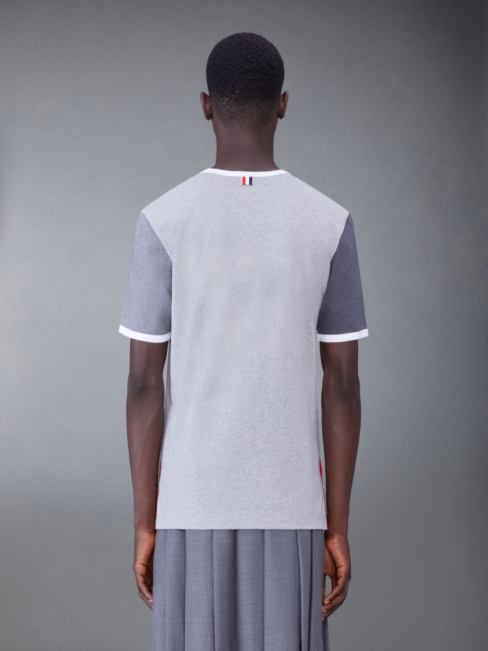 Thom Browne Tonal Cotton Jersey Short Sleeve Ringer Uomo Magliette Grigie | TOW81J63406