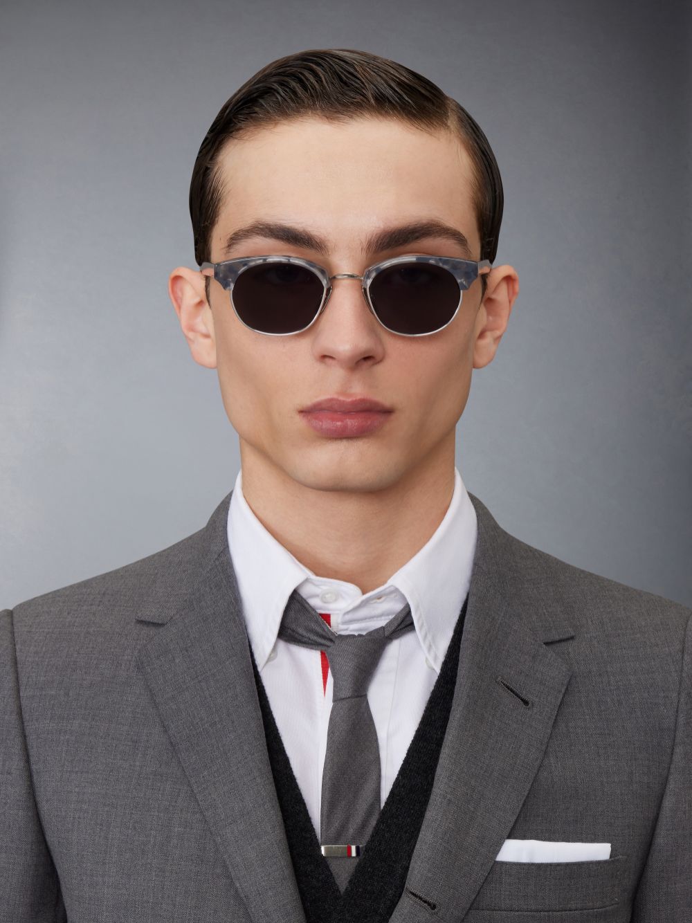 Thom Browne Tortoise Acetate And Titanium Oval Uomo Occhiali da Sole Verdi | KLJ49L65829