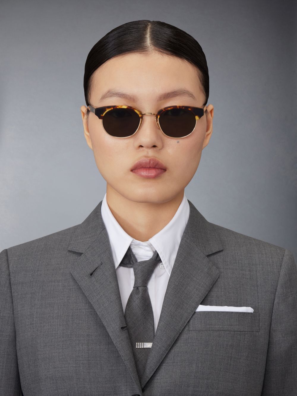 Thom Browne Tortoise Acetate And Titanium Oval Uomo Occhiali da Sole Marroni | GLU08M19263