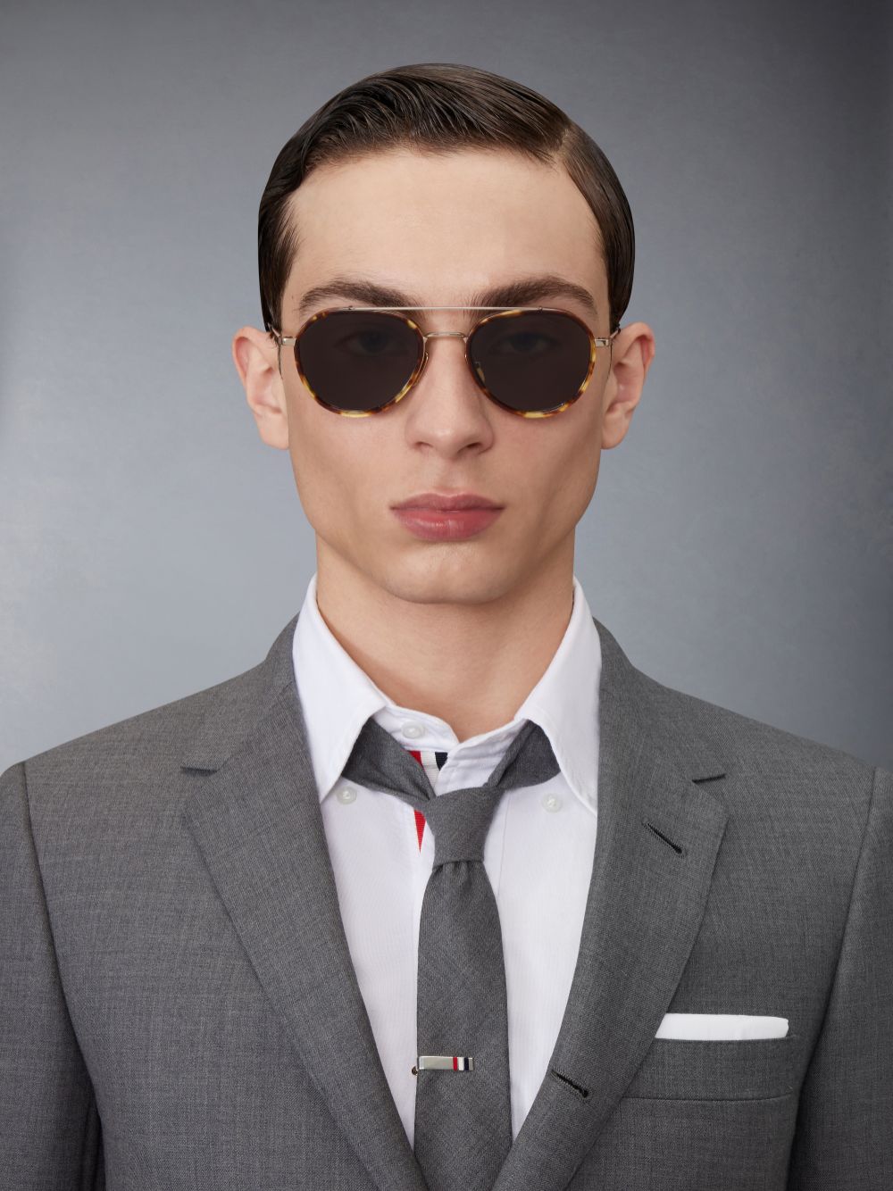 Thom Browne Tortoise Acetate And Titanium Aviator Uomo Occhiali da Sole Marroni | ZXJ74E22794