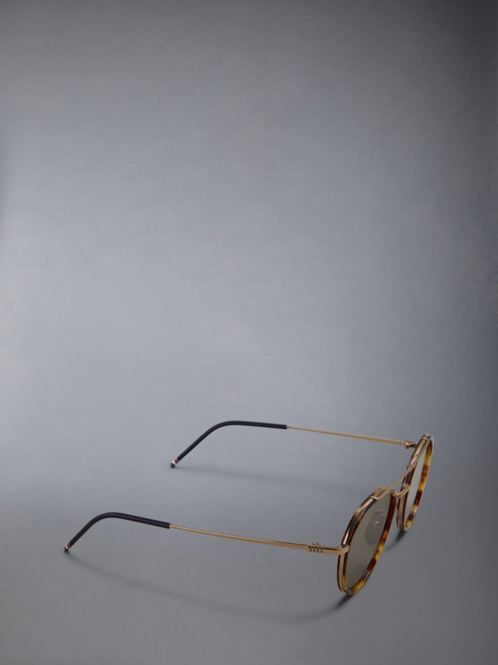 Thom Browne Tortoise Acetate And Titanium Aviator Uomo Occhiali da Sole Marroni | ZXJ74E22794